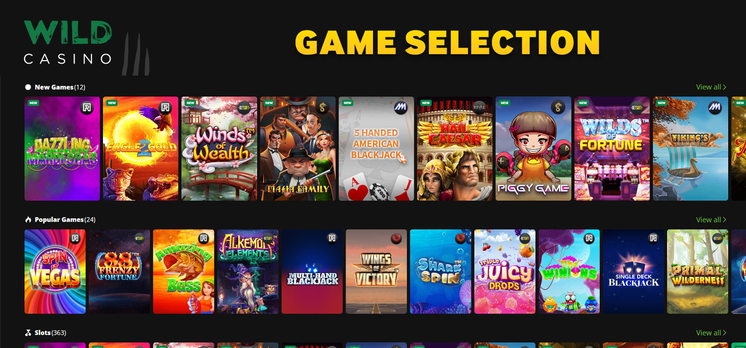 Wildcasino casino game selection